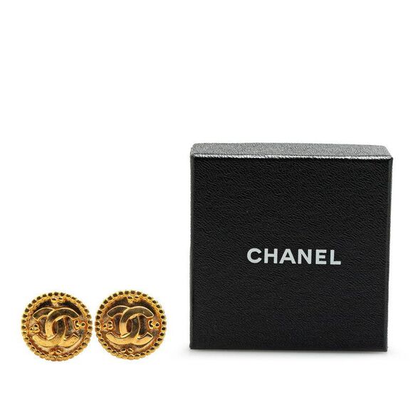 Chanel Vintage Coco Mark Round Earrings Gold - Picture 4 of 4